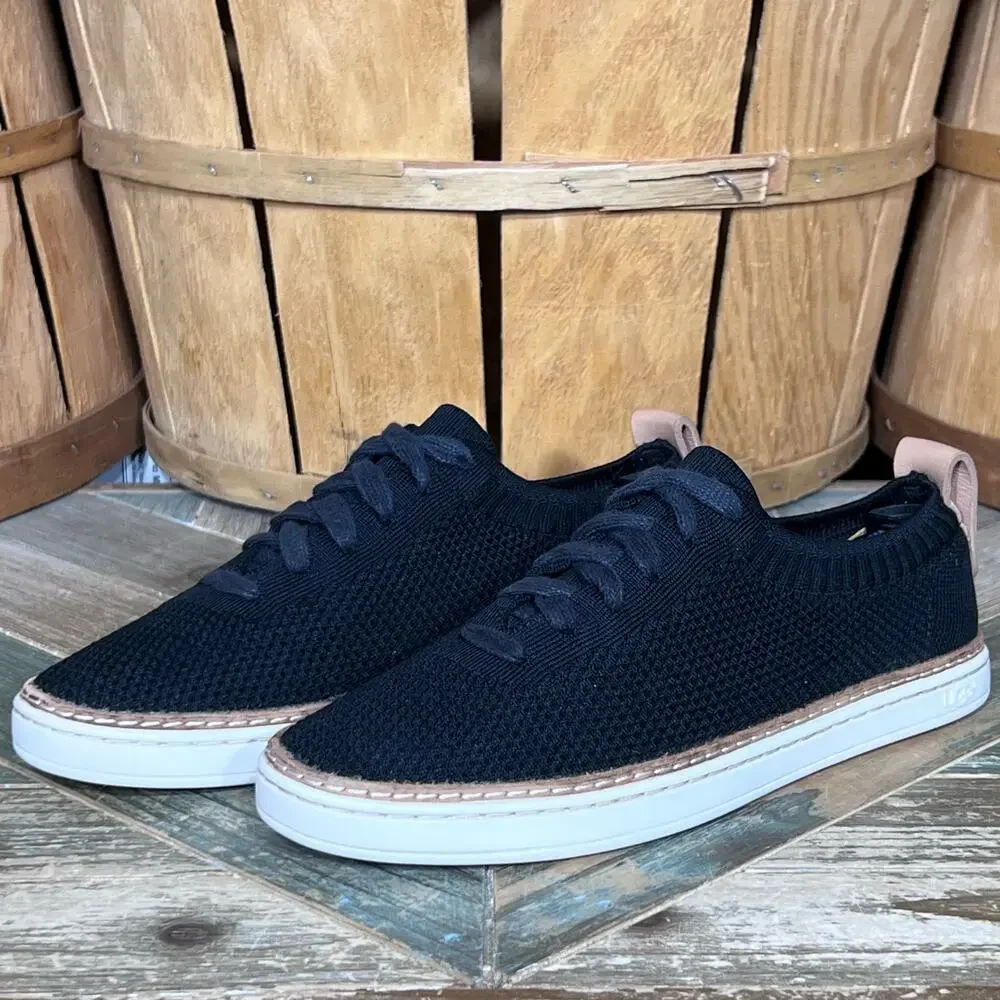 UGG Sidney Knit Black Fabric 1095092 Minimalist Sneakers Shoes Womens Size 7.5